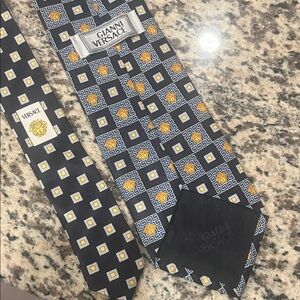 Versace Black and Gold Geometric Tie